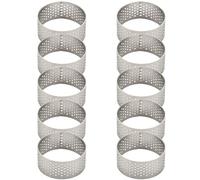 Bortivier 10Pcs 4.5cm Round Stainless Perforated Seamless Tart Ring Quiche Ring Tart Pan Pie Tart Ring with Hole Tart Shell Ring