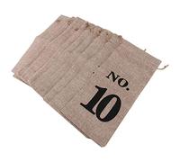 Bortivier 10Pcs Wine Bags, 14 X 6 1/4 Inches Hessian Numbered Wine Bottle Gift Bags with Drawstring for Blind Wine Tasting (Brown)