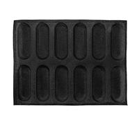 Bortivier 12 Holes Silicone Pan-Non-Stick Perforated French Bread Pan Forms,Hot Dog Molds, Baking Liners Mat Bread Mould