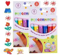 Bortivier 12PCS Magic Puffy Pens for Kids, Magic Popcorn Pens, DIY Bubble Popcorn Drawing Pens, Popcorn Colors Pens Easy to Use