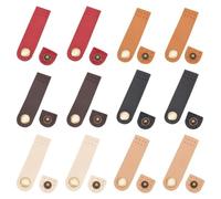 Bortivier 12Pcs PU Leather Snap Buttons 6 Colors Sew on PU Leather Tab Closure DIY Handmade Craft Sewing Snap Buckles Fasteners