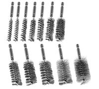 Bortivier 12pcs Stainless Steel Bore Brushes Stainless Steel Wire Brush Abrasive Drill Wire Brush with 1/4" Hex Shank