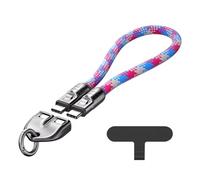 Bortivier 2 in 1 240W Pd3.1 Data Cable Portable Phone Lanyard Type C to Type C Fast Charging Cord,Pink