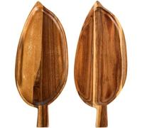 Bortivier 2 Pc Wood Serving Platters,13 Inch X 5.5 Inch Leaf Shaped Food Serving Trays for Entertaining,Small Cheese Platter Board