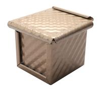 Bortivier 2 Piece Square Loaf Pan with Lid Toast Mold Gold Aluminum Alloy Non-Stick Mini Water-Cube Toast Box