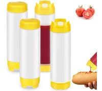 Bortivier 20Oz Inverted Plastic Squeeze Bottles, Refillable Tip Large Valve Dispenser Condiment Squeeze Bottle for Sauces Ketchup