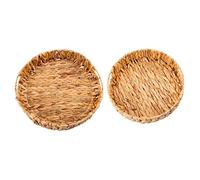 Bortivier 2Pcs Round Braided Tray Made of Seagrass Water Hyacinth Set 33cm + 28cm Diameter Fruit Bowl