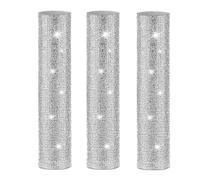 Bortivier 3X Mic Handle Cover,Sparkly Bling Rhinestones Mic Handle Sleeve for Party&TV Show,for Most Wireless Microphones, Silver