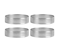 Bortivier 4 Pack Stainless Steel Tart Rings 2.4In,Perforated Cake Mousse Ring,Cake Ring Mold,Round Cake