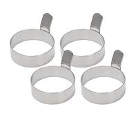 Bortivier 4 Pcs Egg Frying Rings Stainless Steel Omelette Model Pancake Rings Round Fried Poach Mould with Handle S