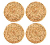 Bortivier 4 Pcs Rattan Trivets for Hot Dishes-Insulated Hot Pads, Pot Holder for Table,Heat Mats for Kitchen