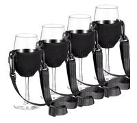 Bortivier 4PCS Portable Wine Glass Holder Strap Wine Sling Yoke Glass Holder Support Neck Strap for Birthday Cocktail Tools A