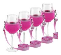 Bortivier 4PCS Portable Wine Glass Holder Strap Wine Sling Yoke Glass Holder Support Neck Strap for Birthday Cocktail Tools C