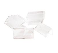 Bortivier 50Pcs Clear Signage Card Holder Poster Holder Plastic Mini Label Holder Acrylic Card Display Stand 2x4cm