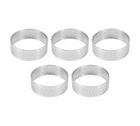 Bortivier 5Pcs 6cm Circular Tart Ring Dessert Stainless Steel Perforation Fruit Pie Quiche Cake Mousse Mold Kitchen Baking Mould