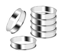 Bortivier 6 Pack 4 Inch Double Rolled English Muffin Rings, Stainless Steel Crumpet Rings, Tart Rings, Round