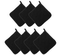 Bortivier 7 Pieces Black Cotton Pot Holders for Kitchen Oven Mitts, Machine Washable and Heat Hot Pad