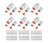 Bortivier 72 PCS Deutsch DTP Connector Kit 4 Pin Automotive Waterproof Connectors 6 Sets with Size 12 Stamped Contacts Gauge