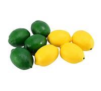 Bortivier 8 Pack Artificial Fake Lemons Fruit for Vase Filler Home Kitchen Party Decoration, Yellow and Green