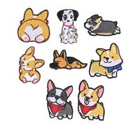 Bortivier 8 Pcs Cute Dog Patches for Clothing, Badge Embroidery Patch, Iron on Sew on Embroidered Decoration Appliques for Clothes