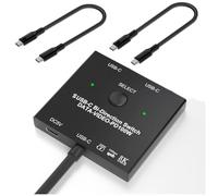 Bortivier Bi-Directional USB C KVM Switch 1x2/2x1 KVM Switch Splitter 100W Charging+10Gbps Data+8K Video Transfer for 2 Laptops Monitor
