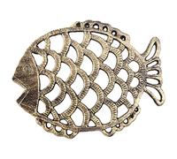 Bortivier Cast Iron Fish Trivet, 7.5X6Inch Decorative Vintage Pattern for Cookware and Hot Dishes with Rubber Feet