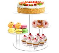 Bortivier Cupcake Stand,4 Tier Acrylic Cake Stand, Round Cake and Cupcake Stand Combo,Cake Display Tree Stand for Wedding Birthday