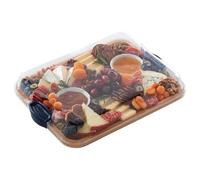 Bortivier Cutting Board with Built-in Compartments and Clear Locking Lid with Handles, Perfect for Charcuterie, Snacks, and More