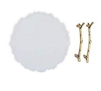 Bortivier Epoxy Resin Kit 10 Inch Fruit Plate Irregular Round for Beginners with 2 Pcs Gold Handles