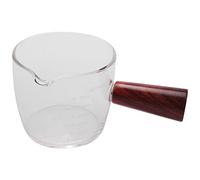 Bortivier Glass Measuring Cup Espresso Shot Glass 75ML Triple Pitcher Single Spouts with Wood Handle