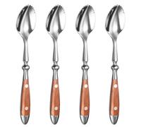 Bortivier Grapefruit Spoons Set 4PCS Serrated Grapefruit Spoon, Stainless Steel 18/8 Fruit Spoon Kiwi Spoon Set Kit with Wood Handle
