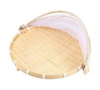 Bortivier Hand-Woven Food Tent Basket Tray Fruit Vegetable Bread Storage Basket Simple Atmosphere Outdoor Picnic Mesh Net Cover