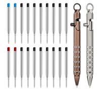 Bortivier Hexagonal Solid Brass Pocket Pen with 20 Ballpoint Refills- Bolt Action Pen Set(2-Pack) D