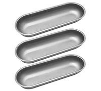 Bortivier Hot Dog Mold Carbon Steel Sausage Molds Non Stick Bakeware Oval Hotdog Bun Baking Pan for DIY Homemade Bread Tool 3Pcs