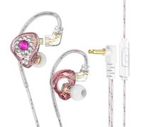 Bortivier In Ear Monitors Headphones Earphones 11mm PET Composite Diaphragm Dynamic Earphone 3.5mm Pink with Microphone