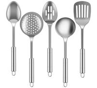 Bortivier Kitchen Cooking Utensils Set Stainless Steel Shovel Soup Spoon Spatula Utensils Dinnerware Cooking Tools 5Pcs