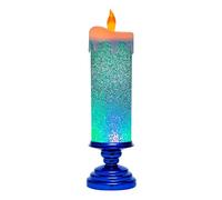 Bortivier LED Christmas Candles Colour Changing LED Water Candle with Glitter Flameless LED Candle Lights Desk Table 27.5 X 8cm Blue