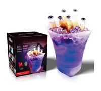Bortivier LED Ice Bucket with Bluetooth Speaker Lighted Beverage Tub Portable Wine Chiller Cooler