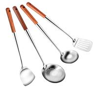 Bortivier Long Handle Stainless Steel Wok Spatula Kitchen Slotted Turner Rice Spoon Ladle Cooking Tools Utensil Set
