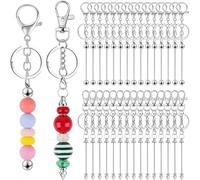 Bortivier Metal Bead Keychain Bars Beads DIY Blank Keychain Removable Beadable Keychain Bars for DIY 30Piece