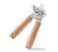Bortivier Metal Can Opener Manual with Wooden Handle, Hand Can Opener with Blade Smooth Edge, Handheld Can Openers Easy Install Easy to Use