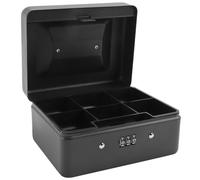 Bortivier Metal Coin Box with Locking Storage Tray - Small Coin Box with Combination Lock 15 x 12 x 7.7cm (Black)