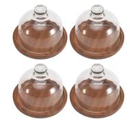 Bortivier Multifunctional Mini Dessert Serving Stand Cake Dish with Dome Lid Platter Cake Plate for Home Hotels(4Pcs)