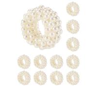 Bortivier Napkin Ring 12-Piece Set, White Pearl Wedding Napkin Buckle Table Decoration