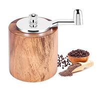 Bortivier Pepper Mill, Hand Crank Wood Pepper Grinder with Classic Handle and Adjustable Ceramic Rotor