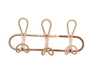 Bortivier Rattan Wall Hooks Kids Garments Organizer Rack Clothes Hat Hanging Hook Rattan Hanger Kids Room Decor Hanger