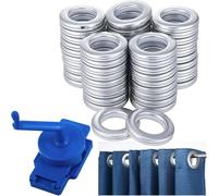 Bortivier Rotary Curtain Puncher(1 Pack), 50-Pack Plastic Roman Ring Curtain Grommet Set- Complete Grommet Making Kit for & Shower