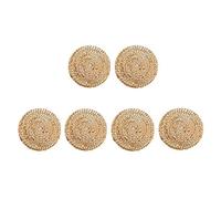 Bortivier Round Woven Rattan Placemats, Natural Wicker Mats, Water Hyacinth Straw Braided Placemats, Set of 6