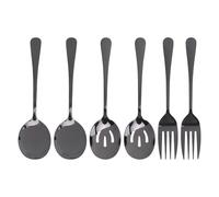 Bortivier Serving Stainless Steel Buffet Catering Party Banquet Serving Spoons Forks Set Serving Spoons and Forks Set Black