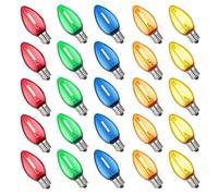 Bortivier Shatterproof Multicolor LED Bulbs 25PCS Party Decor for Holiday Roofline Garden Plastic Mini Light Bulb Candles